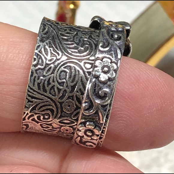 Sterling silver wide BAND “fidget” spinner ring -butterfly - Picture 7 of 9